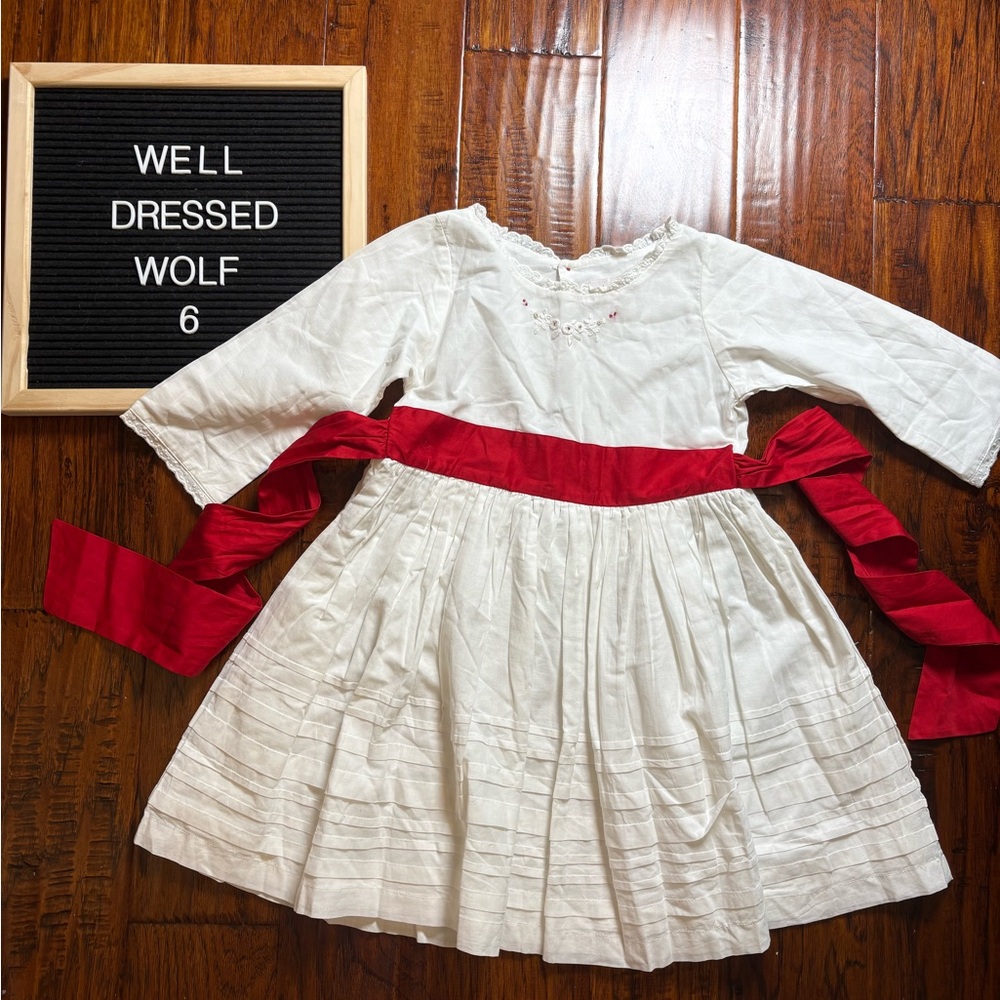 Well Dressed Wolf White Dress with Red Sash
